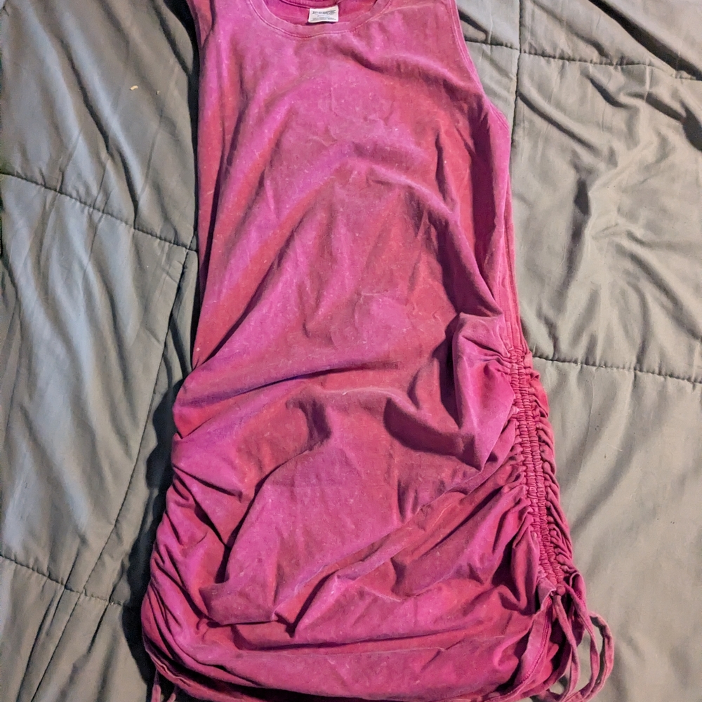 Pink Sleeveless Ruched Dress